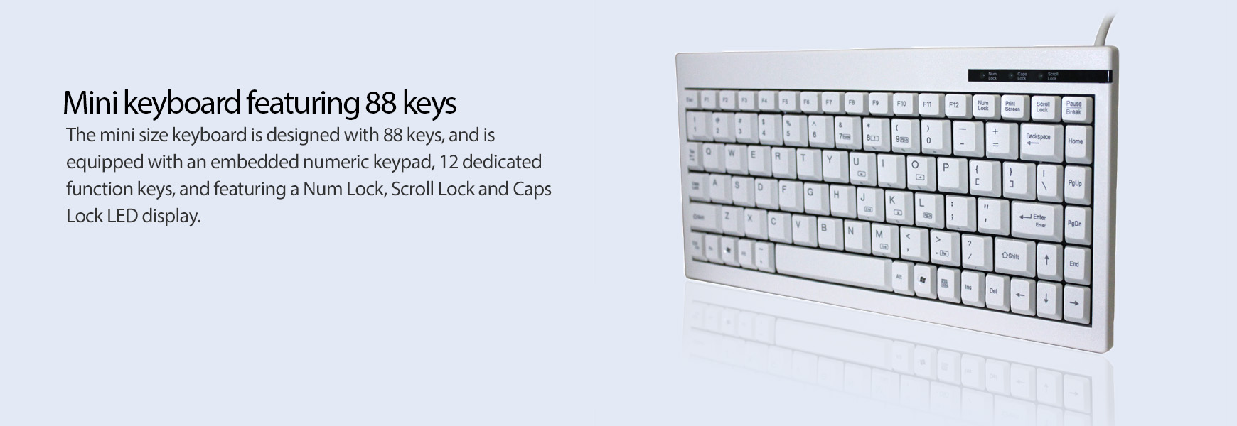 Mini Keyboard with Embedded Numeric Keypad (PS/2, White) UK Adesso